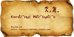 Kerényi Mátyás névjegykártya